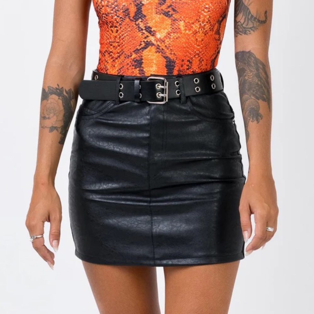 NWT Lioness black leather mini skirt